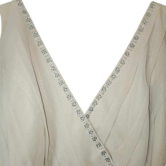 David's Bridal 20W light golden sand gown with jacket - Picture 2 of 8